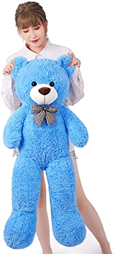 SNOWOLF 1.2m Giant Teddy Bear with Checkered Tie Blue