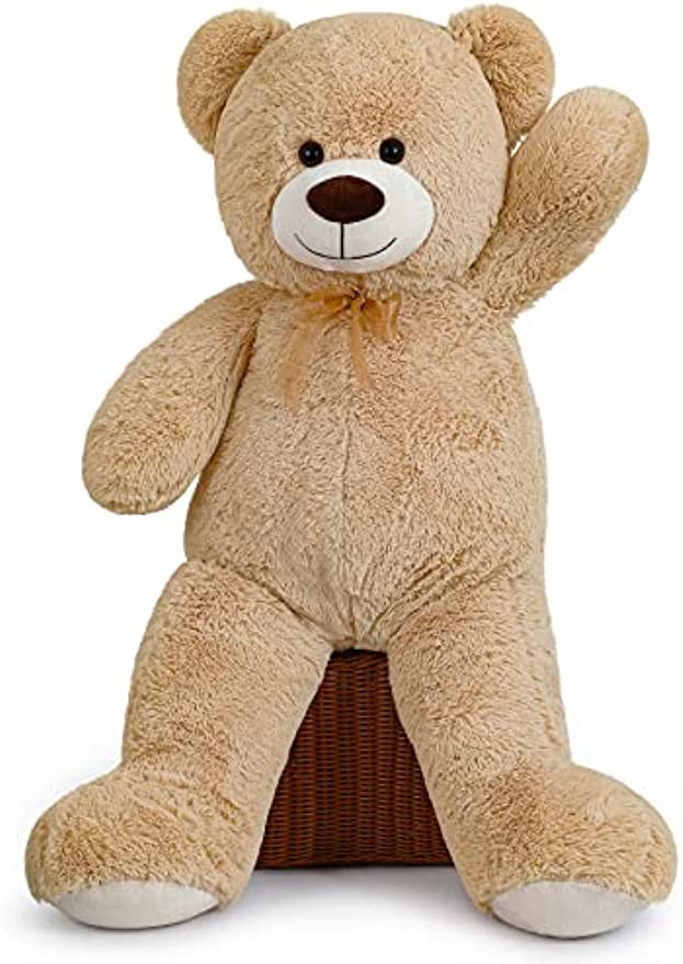 SNOWOLF   Teddy Bear with Ribbon Tie  Light Brown