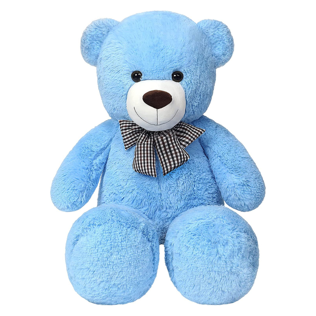 SNOWOLF 1.2m Giant Teddy Bear with Checkered Tie Blue