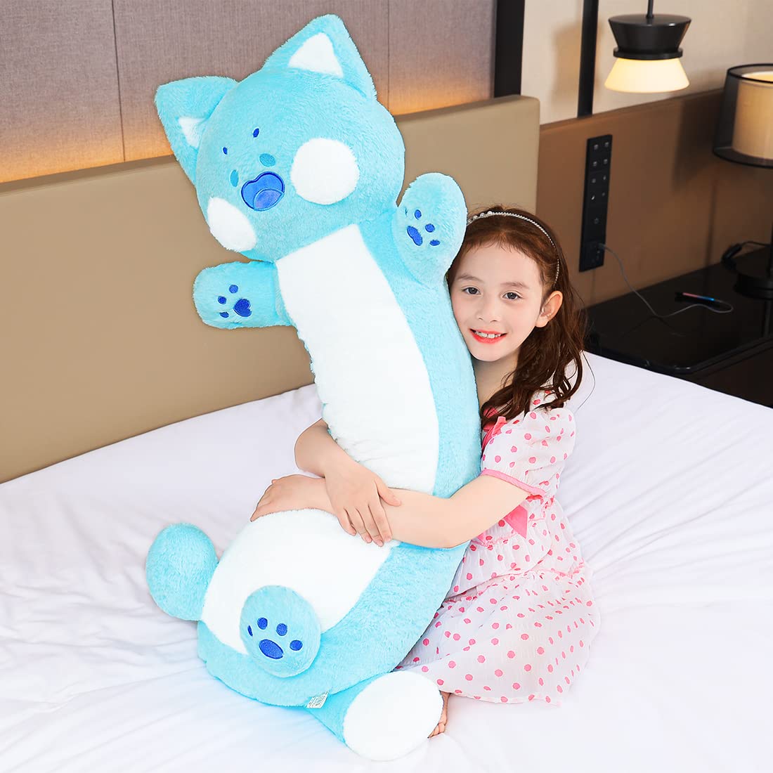 SNOWOLF  Plush Toy Stuffed Animals Body Pillow  Soft Cat  Blue