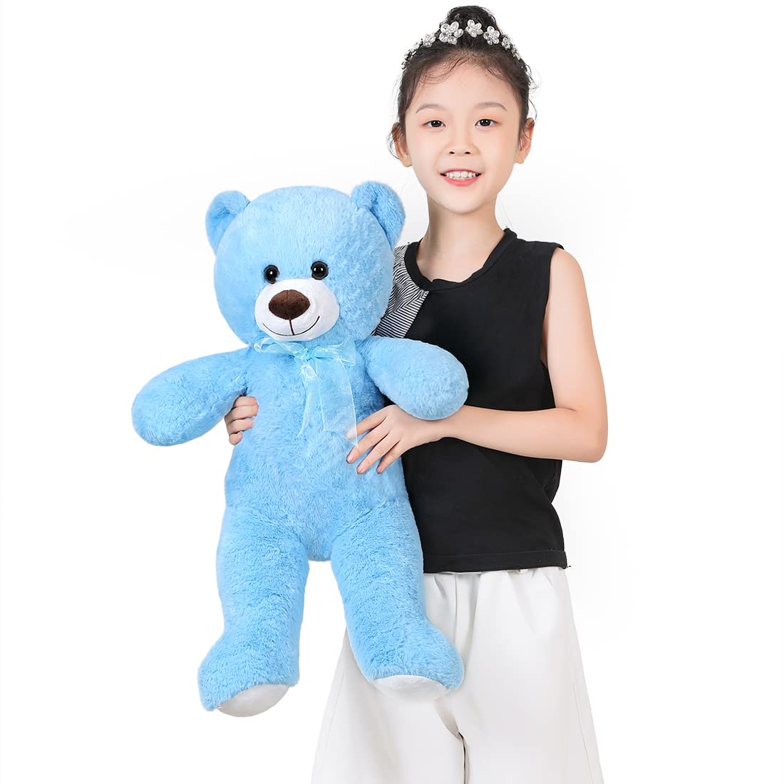 SNOWOLF   Teddy Bear with Ribbon Tie  Blue