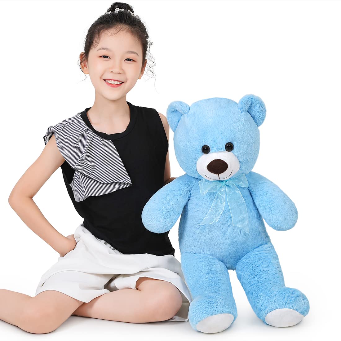 SNOWOLF   Teddy Bear with Ribbon Tie  Blue