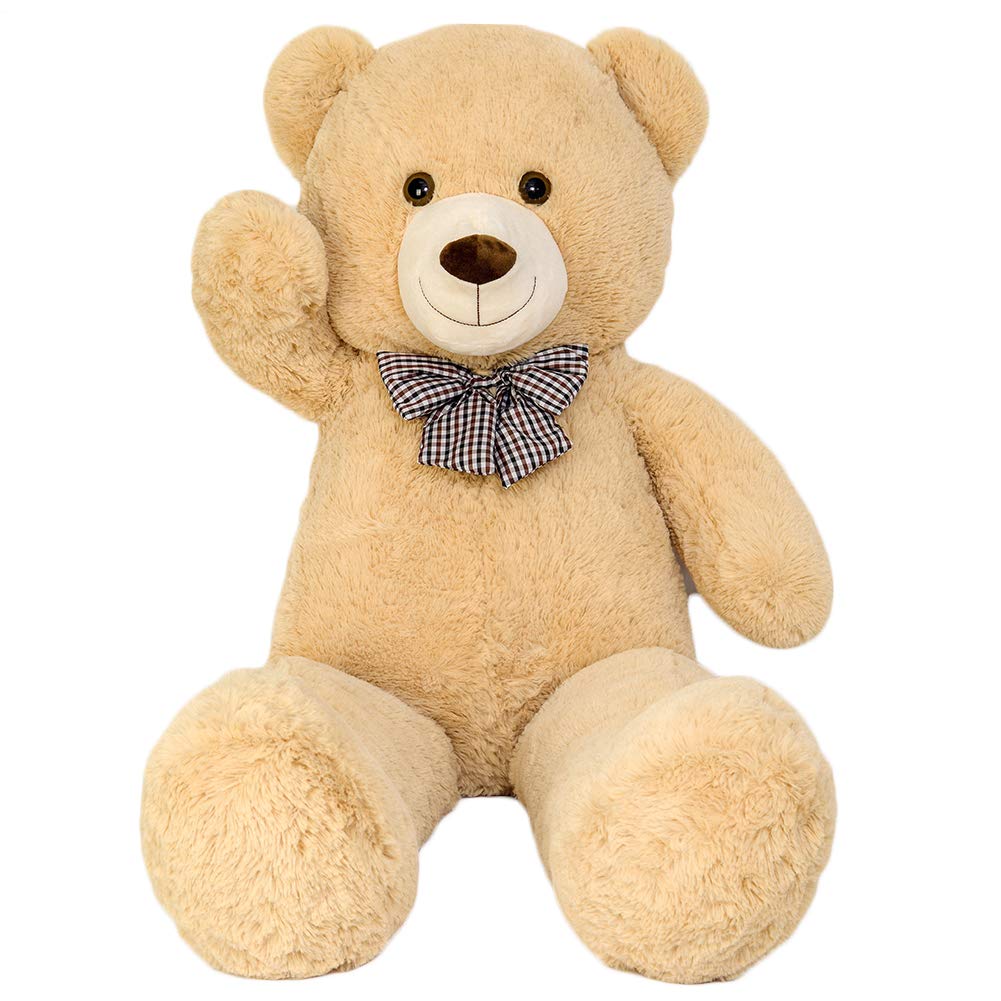 SNOWOLF 1.2m Giant Teddy Bear with Checkered Tie  Brown