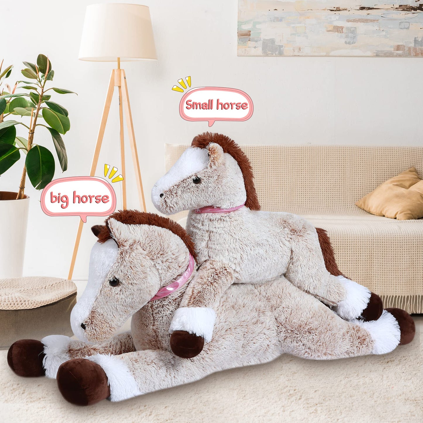 SNOWOLF Giant Plush Toys Stuffed Animals Horse Brown