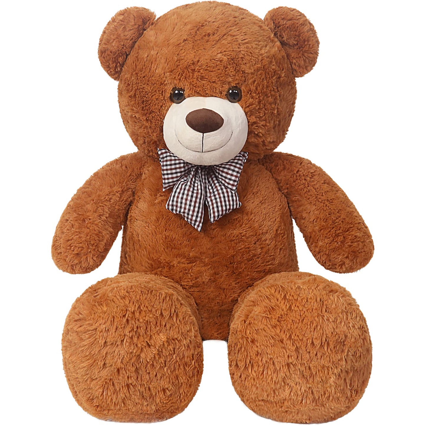 SNOWOLF 1.2m Giant Teddy Bear with Checkered Tie Dark Brown