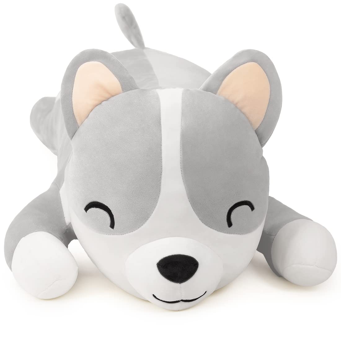 SNOWOLF Stuffed Animal  Plush Pillow  Corgi Dog  Grey