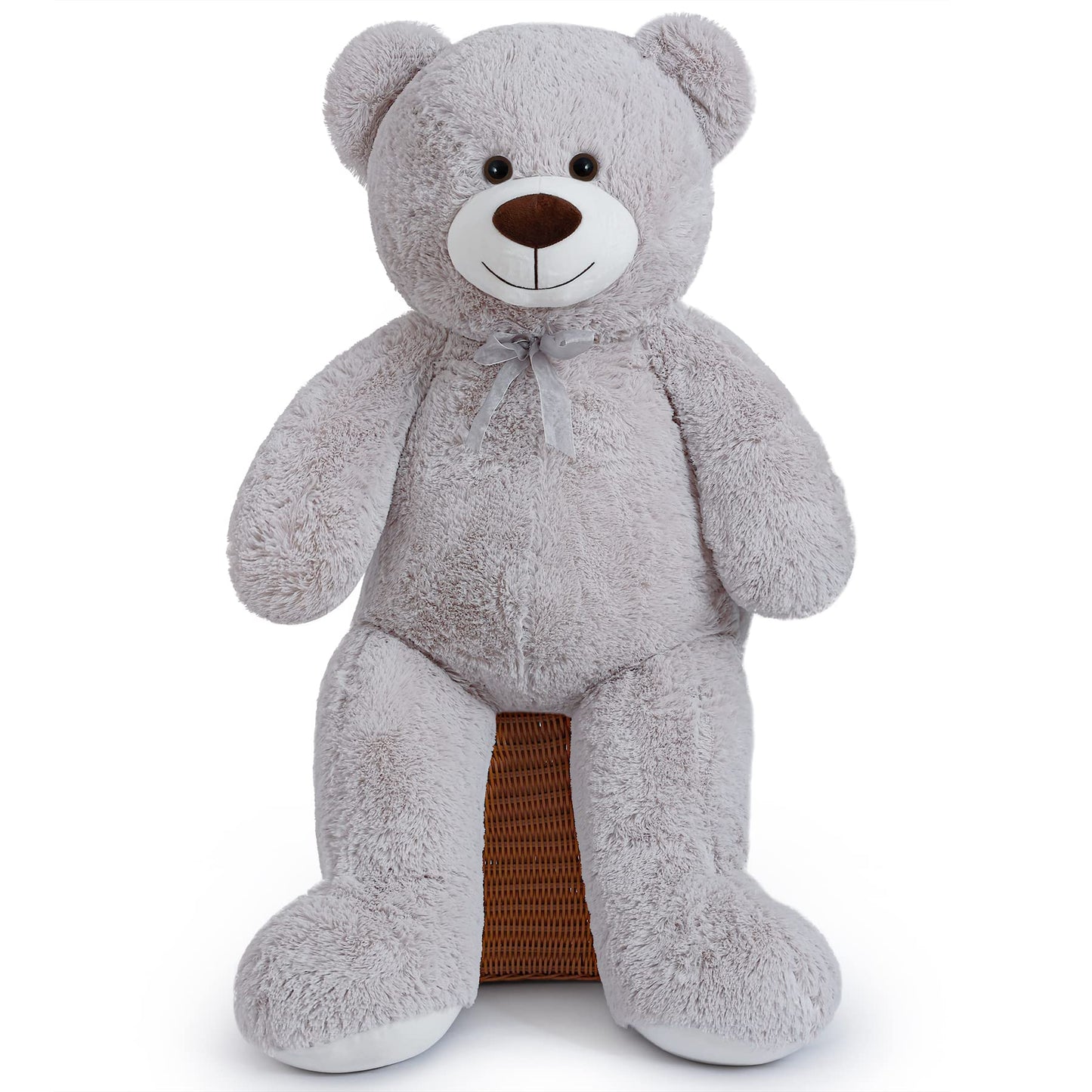 SNOWOLF   Teddy Bear with Ribbon Tie  Grey