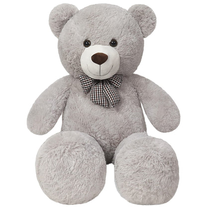 SNOWOLF 1.2m Giant Teddy Bear with Checkered Tie Grey