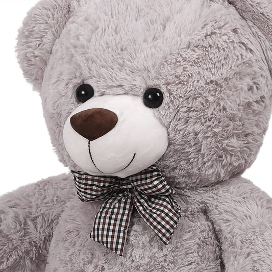 SNOWOLF 1.2m Giant Teddy Bear with Checkered Tie Grey