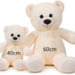 SNOWOLF   Teddy Bear with Ribbon Tie White