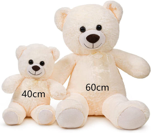 SNOWOLF   Teddy Bear with Ribbon Tie White