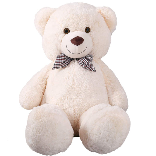 SNOWOLF 1.2m Giant Teddy Bear with Checkered Tie White