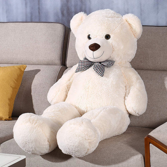 SNOWOLF 1.2m Giant Teddy Bear with Checkered Tie White