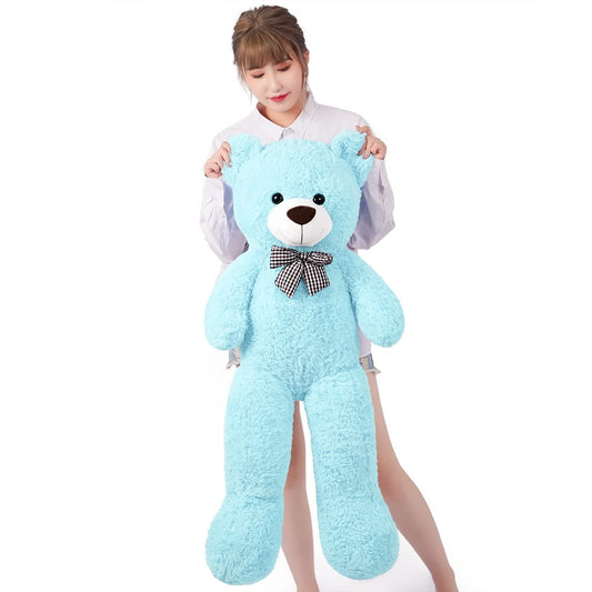 SNOWOLF 1.2m Giant Teddy Bear with Checkered Tie Light Blue