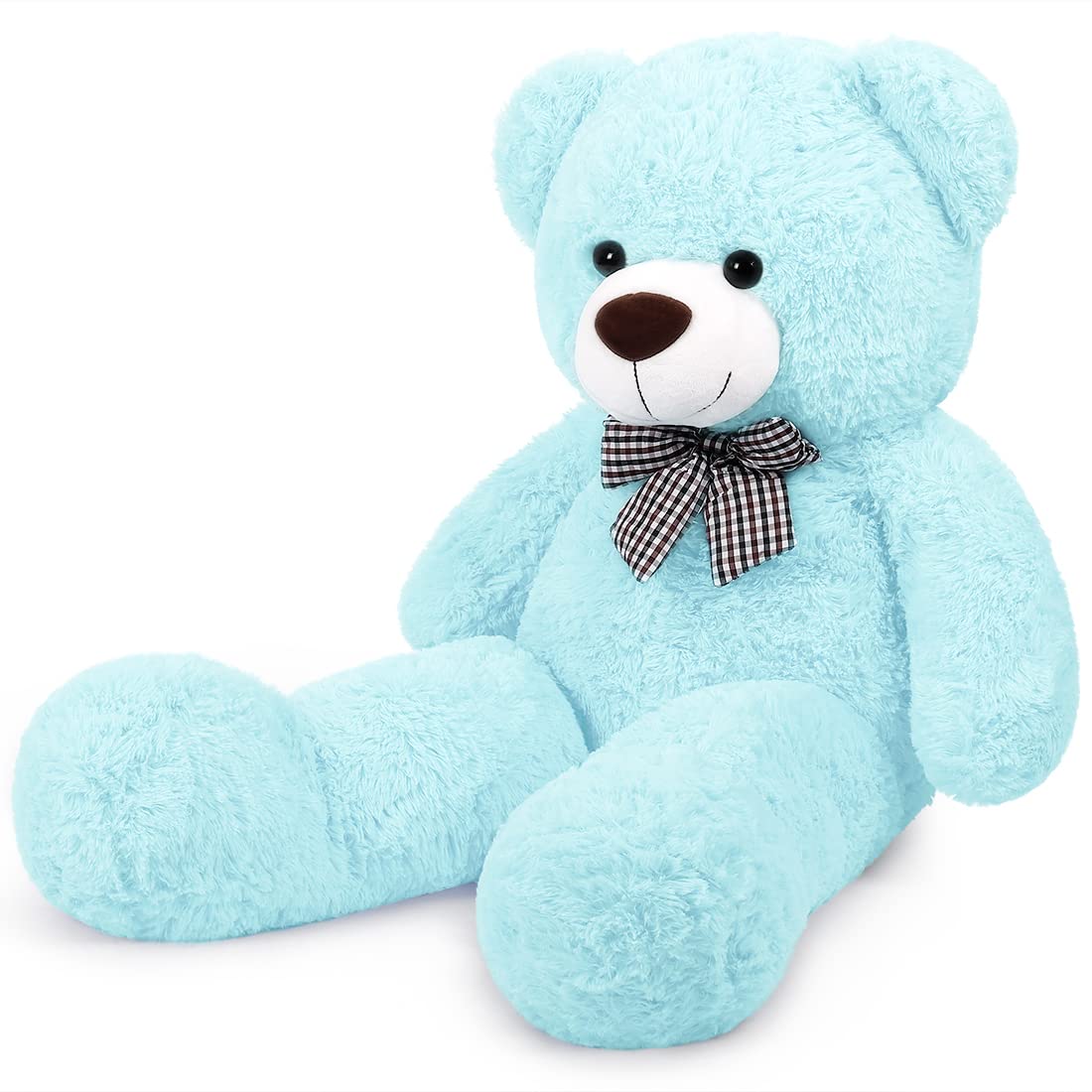 SNOWOLF 1.2m Giant Teddy Bear with Checkered Tie Light Blue