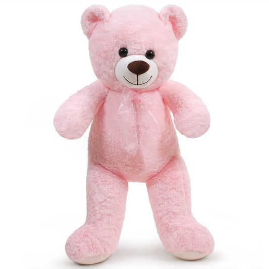 SNOWOLF   Teddy Bear with Ribbon Tie  Pink