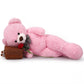 SNOWOLF 1.2m Giant Teddy Bear with Checkered Tie  Pink