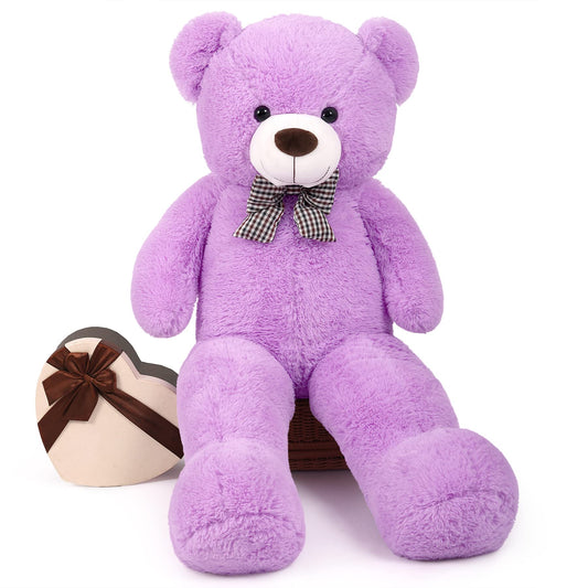 SNOWOLF 1.2m Giant Teddy Bear with Checkered Tie Purple