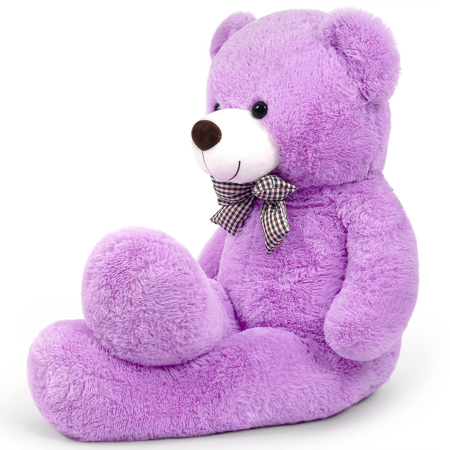 SNOWOLF 1.2m Giant Teddy Bear with Checkered Tie Purple