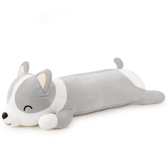 SNOWOLF Stuffed Animal  Plush Pillow  Corgi Dog  Grey